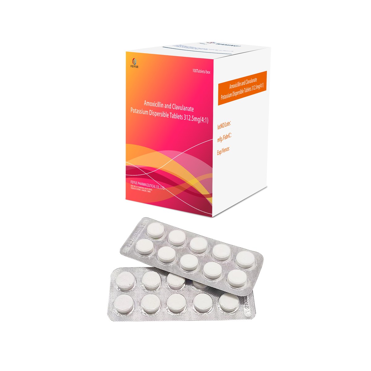 Amoxicillin and Clavulanate Potassium Dispersible Tablets 312.5mg / 375mg / 457mg / 562.5mg / 625mg / 1000mg - view 1