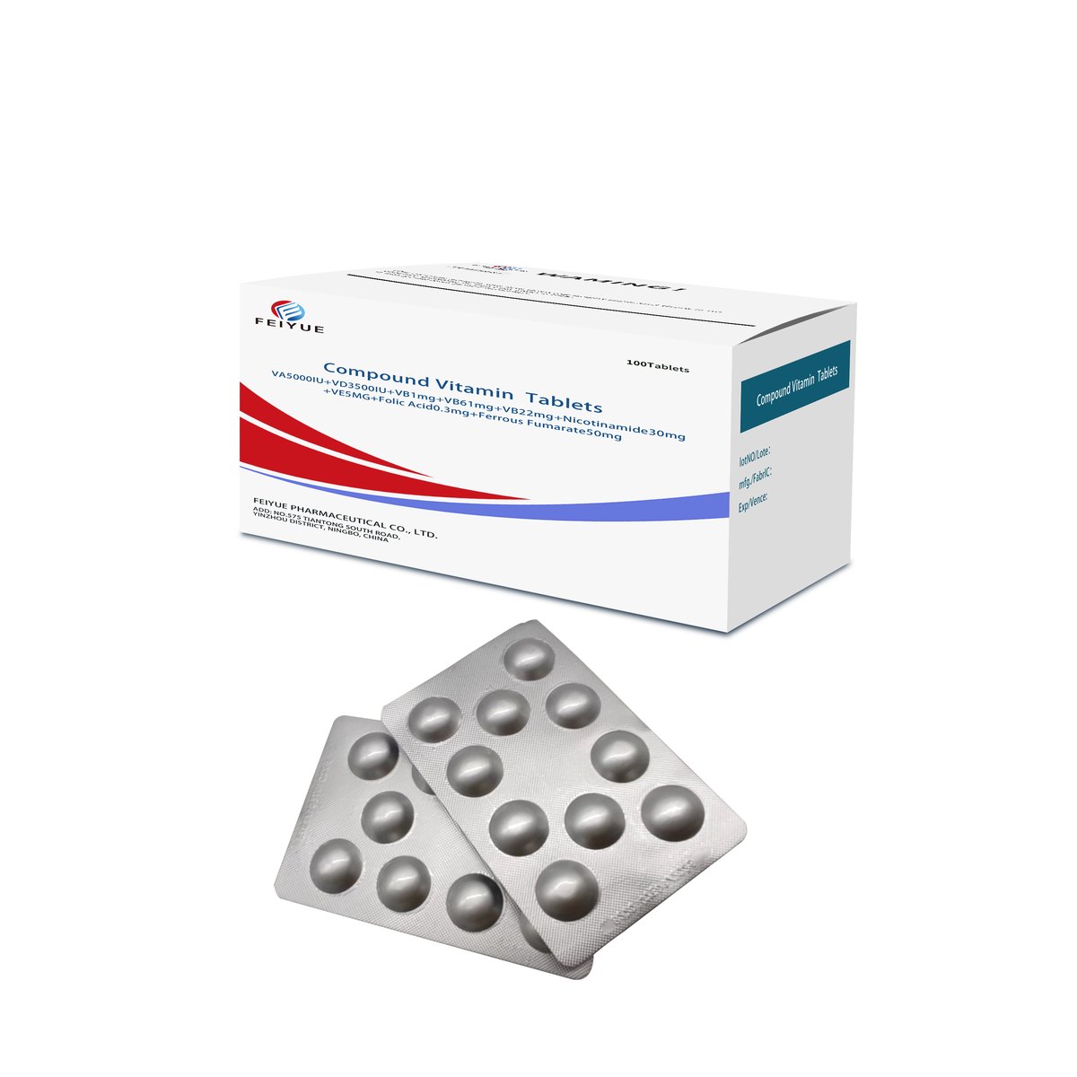 Compound Vitamin B Tablets B1:3mg / B2:1.5mg / B6:0.2mg